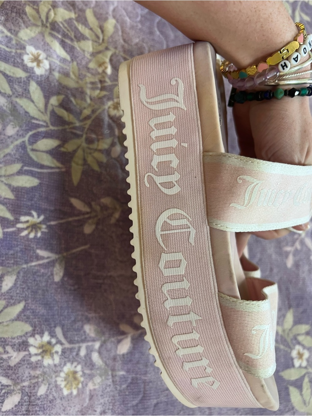 Juicy Couture Blush Pink Platform Slide Sandals